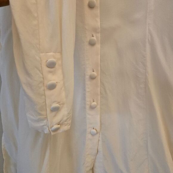 NIPON Studio Womens Blouse Button Down 100% Silk Beige Size 14 Lagenlook - Picture 5 of 9